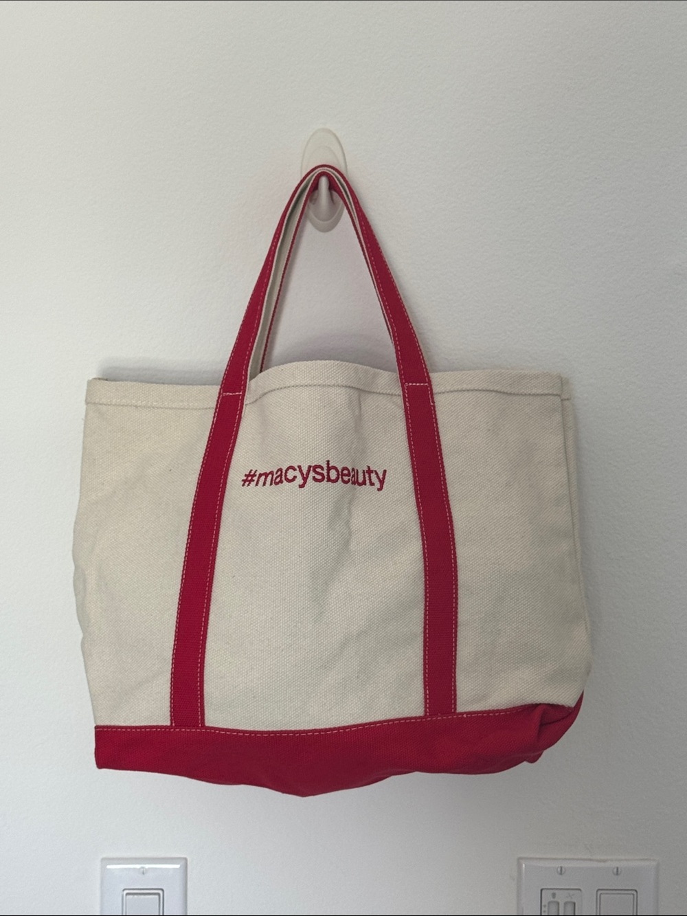 Macy's Canvas Tote with Red Trim